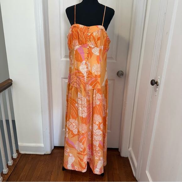 Farm Rio x Anthropologie Linen Blend Strapless Drop-Waist Maxi Dress - Picture 2 of 12